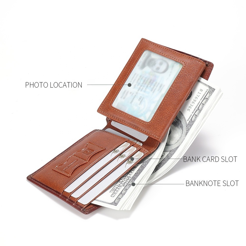 CHANPINCL box-packed Men's wallet three fold wallet page up license card slots dual currency slots genuine leather wallet