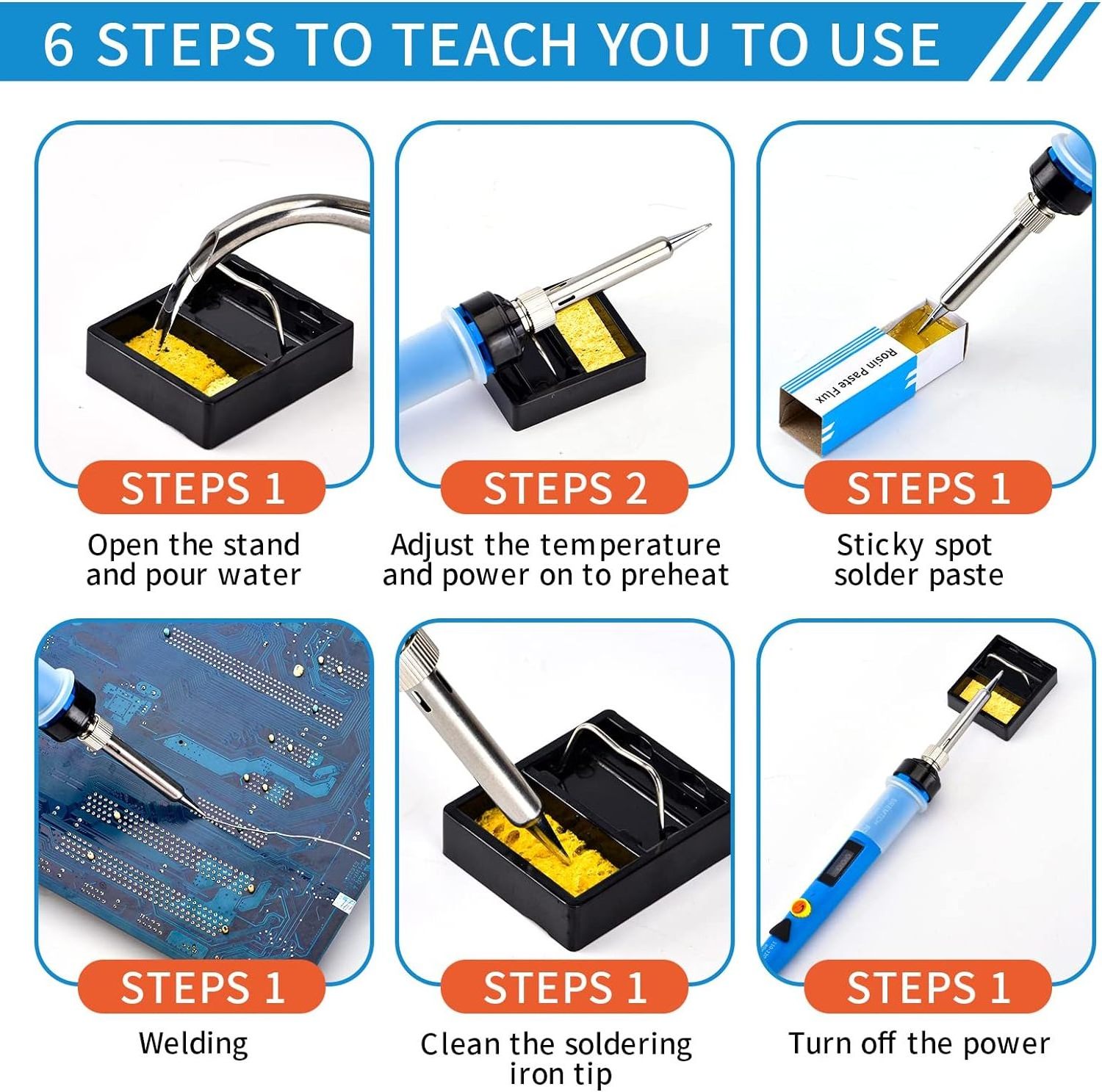 80W Digital LCD Solder Gun with ON/OFF Switch Adjustable Temperature Fast Heating Welding Tools Electronics Soldering Iron Kit