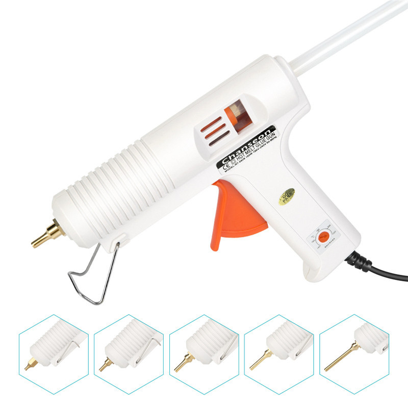 150W Long Copper Nozzle Tip 10pcs Glue Gun Sticks 11mm Adjustable Temperature Hot Melt Glue Gun