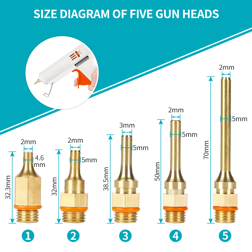 150W Long Copper Nozzle Tip 10pcs Glue Gun Sticks 11mm Adjustable Temperature Hot Melt Glue Gun