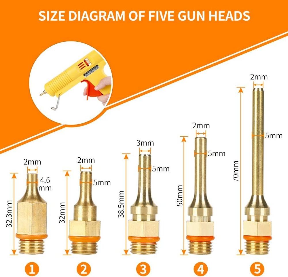 Diy Tools Industry 150W Temperature Adjustable 5pcs Long Copper Nozzles Hot Glue Gun With 11mm 10pcs Glue Sticks