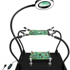 Upgrade Soldering  Hands with 3X LED Magnifying Lamp, Metal Circuit Board Holder, 4 Flexible  Arms Heavy, Magnetic Helping Hand