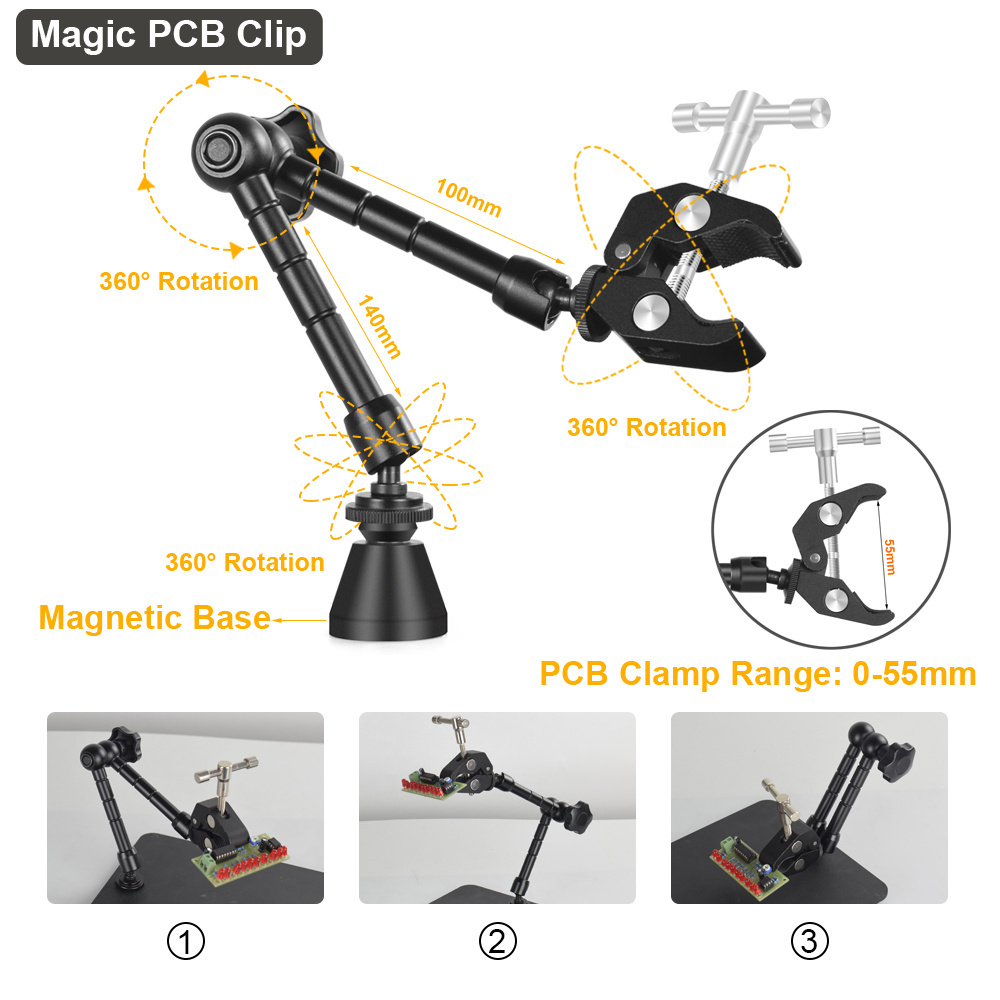 Magnetic PCB Holder Welding Third Hand Soldering Tool Heat Gun Stand Helping Hands Crafts Hobby Workshop Welding Station