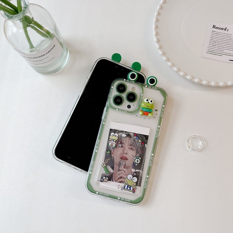 Korea popular 3D cute frog credit card phone case for iphone 11-14pro max