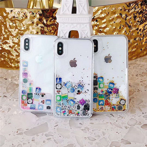 App icon glitter liquid sand water moving tpu pc phone case for iphone x/xs