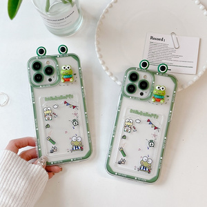 Korea popular 3D cute frog credit card phone case for iphone 11-14pro max