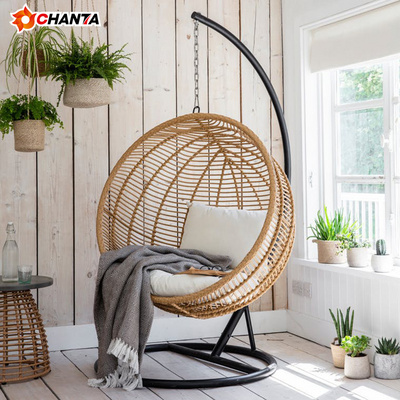 Cheap price indoor outdoor modern hanging swing chair bamboo patio rattan wicker egg swing clear chair