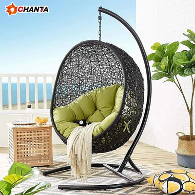 Cheap Outdoor Furniture Garden Rattan Patio Egg Hanging Swing Chair with Cushion