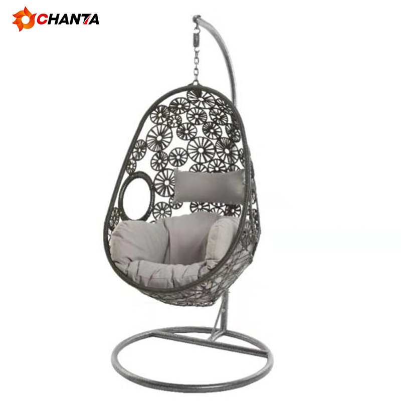 Cheap Outdoor Furniture Garden Rattan Patio Egg Hanging Swing Chair with Cushion