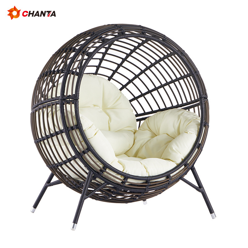 Outdoor Hanging Rattan Egg Chair Double Hammock Swing Chair With Stand