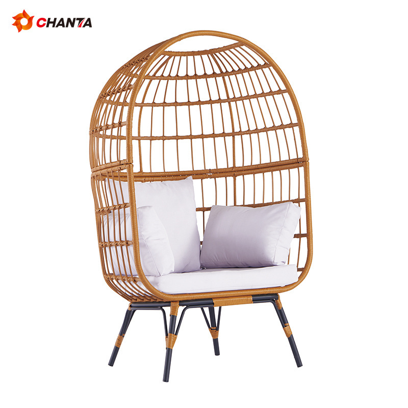 Outdoor Hanging Rattan Egg Chair Double Hammock Swing Chair With Stand