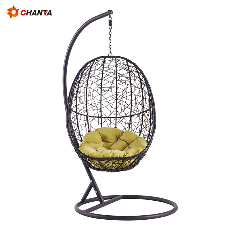 Outdoor Steel Rocking Chaise Helicopter Arc Shape Removable Canopy Hanging Swing Chair