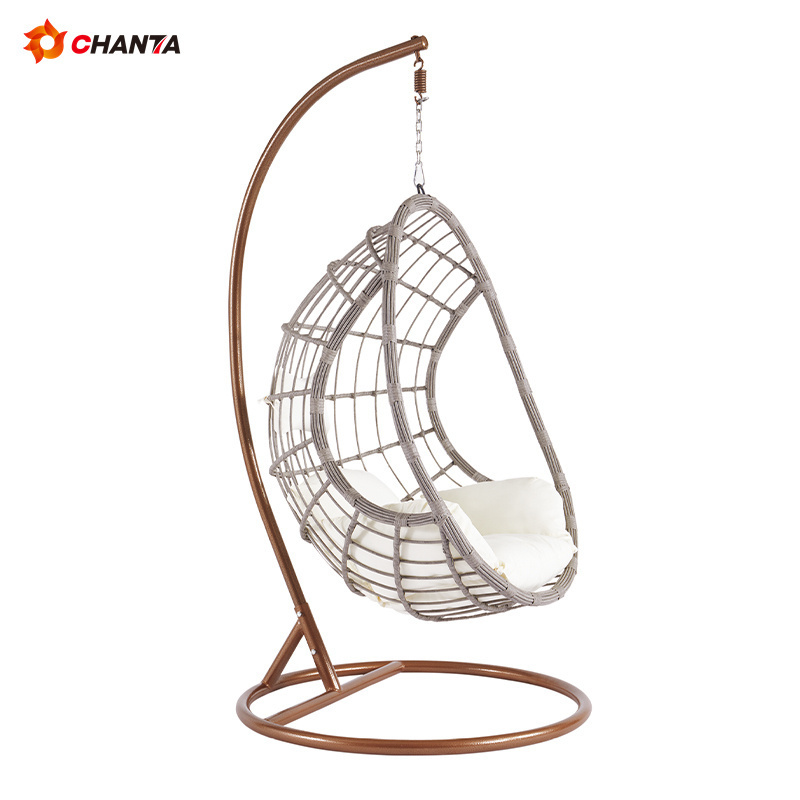 High Quality Aluminum Frame 350 Lbs Capacity Swing Egg Swing Chair Hanging Rattan With Stand Indoor Outdoor Chair