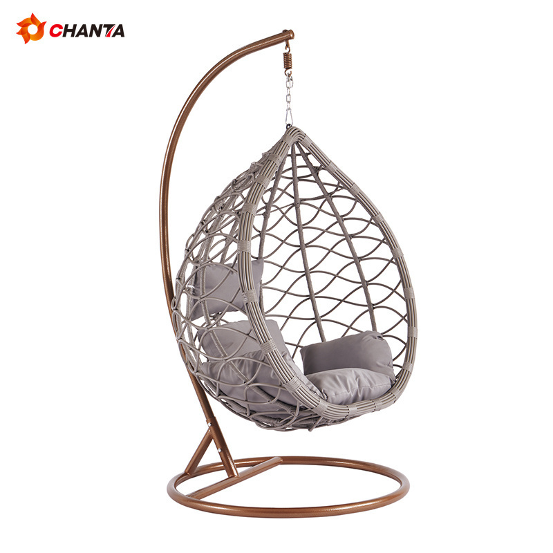 High Quality Aluminum Frame 350 Lbs Capacity Swing Egg Swing Chair Hanging Rattan With Stand Indoor Outdoor Chair