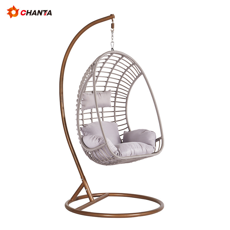 High Quality Aluminum Frame 350 Lbs Capacity Swing Egg Swing Chair Hanging Rattan With Stand Indoor Outdoor Chair