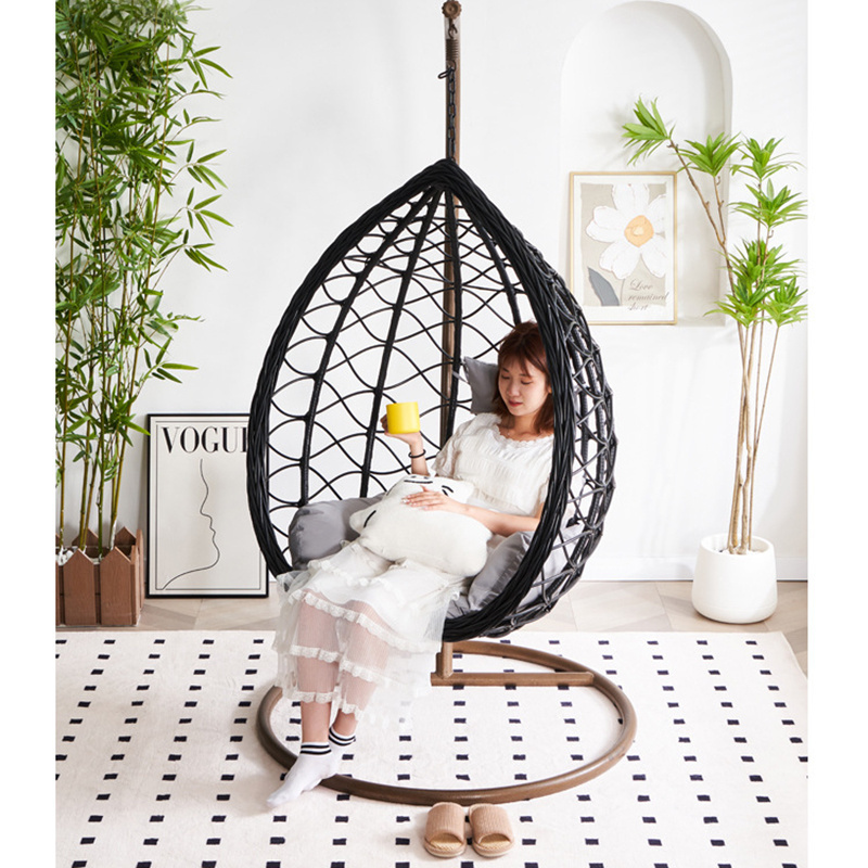 Chanta Patio Swings Outdoor Furniture Rope Chair Modern Wicker Rattan Balcony Garden Hanging  Egg Swing Chair With Metal Stand