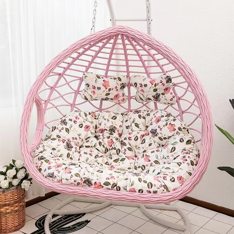 Pink Hanging chair with round frame rattan hanging egg garden rattan swing rattan swing chair