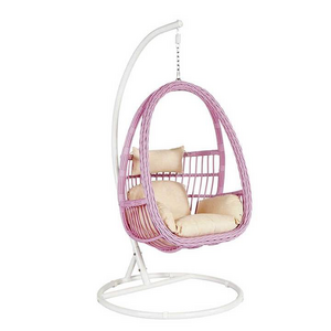 Pink Hanging chair with round frame rattan hanging egg garden rattan swing rattan swing chair