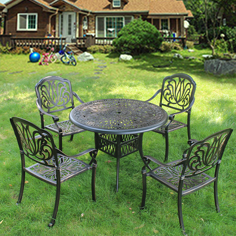 Outdoor cast aluminum table and chair wrought iron leisure balcony open-air garden courtyard set