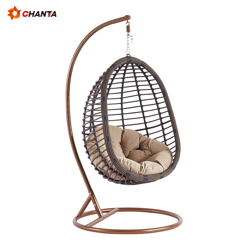 Outdoor Furniture Patio Swings Hanging Egg Swing Chair with Metal Stand Indoor Wicker Rattan Garden Adult Bedroom Furniture Felt