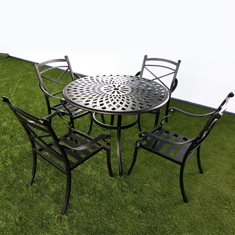 Outdoor Furniture Cast Aluminum Dining Table Set Gargen Leisuretavoli da giardino Patio Furniture For Bistro/Backyard