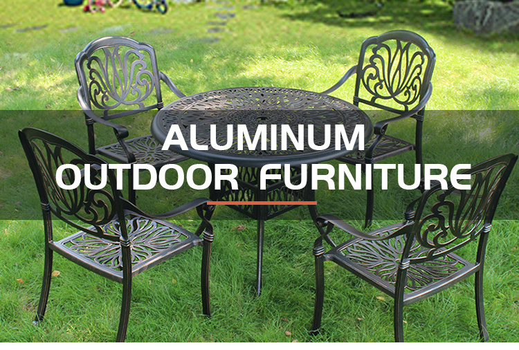 Outdoor cast aluminum table and chair wrought iron leisure balcony open-air garden courtyard set