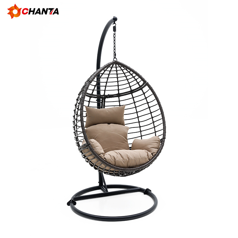 Egg chair swing with stand cushion rattan with legs ball half wicker kids adult size chair swing rattan hanging egg chair