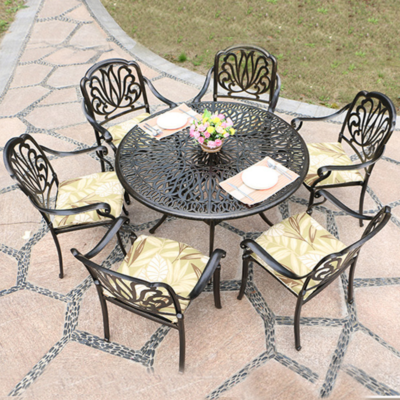 Outdoor cast aluminum table and chair wrought iron leisure balcony open-air garden courtyard set