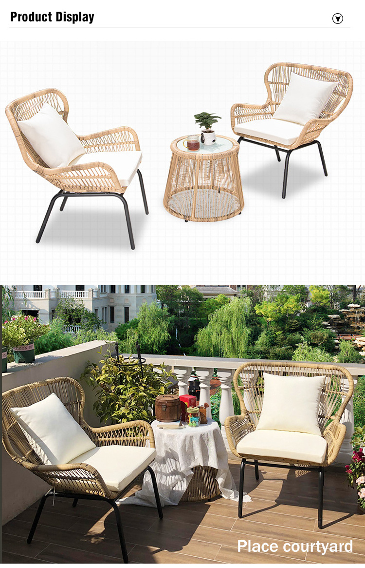 Outdoor Furniture Wicker Garden Metal Sofa Set Pe Rattan Bench Chair With Cushion For Sale