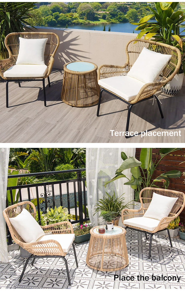 Outdoor Furniture Wicker Garden Metal Sofa Set Pe Rattan Bench Chair With Cushion For Sale