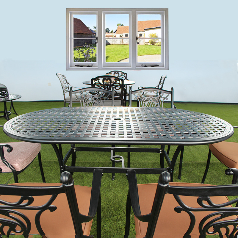 4 Seater Cast aluminum Outdoor Garden Patio Metal Dining Set With Round dining Table and Chair set