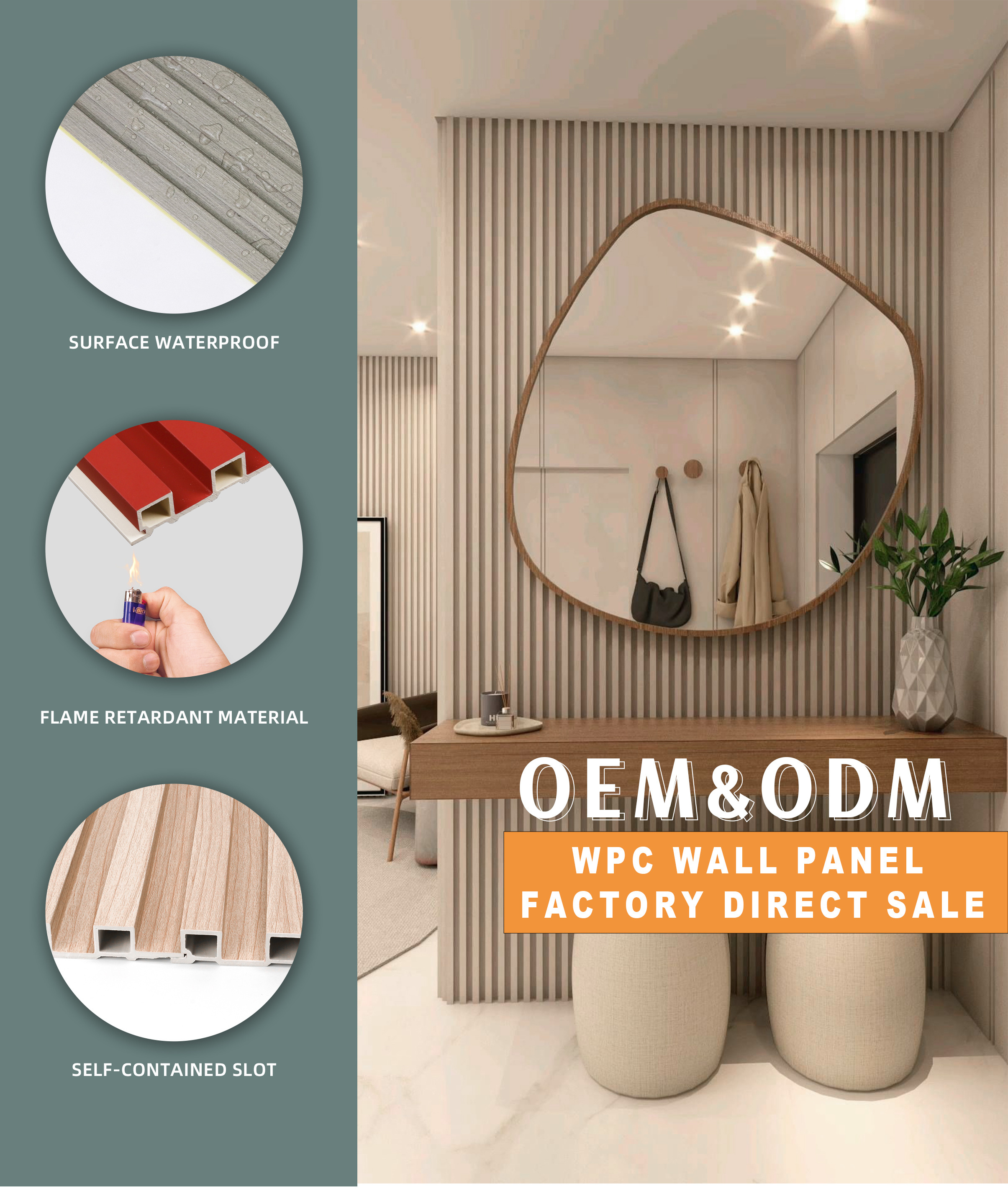 Wpc wall panel interior decoration wpc fluted wall panel wpc wall panel claddings wood plastic composite indoor cladding boards