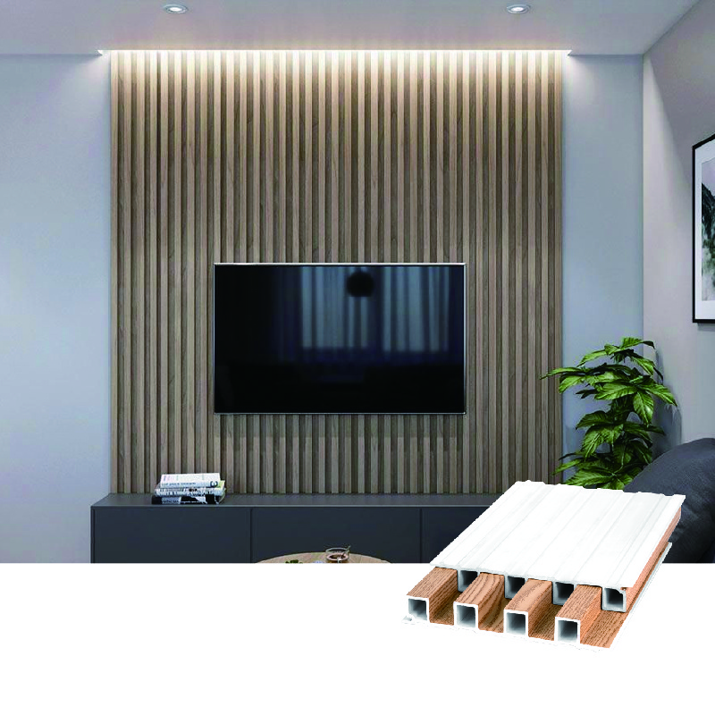 PVC WPC Wall Panel Wooden Grain Fluted Panel For Decoration