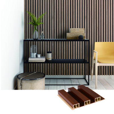 PVC WPC Wall Panel Wooden Grain Fluted Panel For Decoration