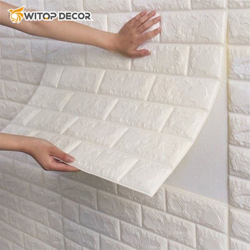 Brick 3d Tile Embossed Wall Stickers Design Decorative Wall Paper For Apartment