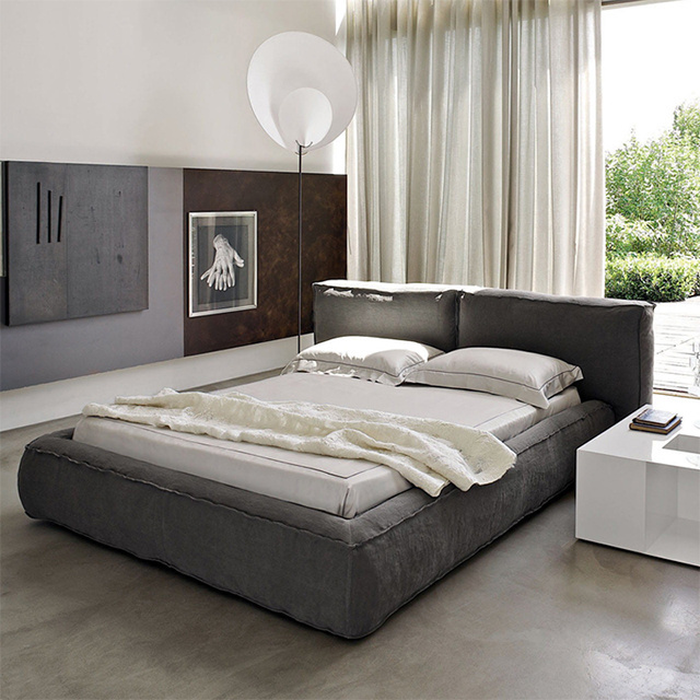 Italian minimalist modern light luxury style large master bedroom soft bag double bed designer wedding bed