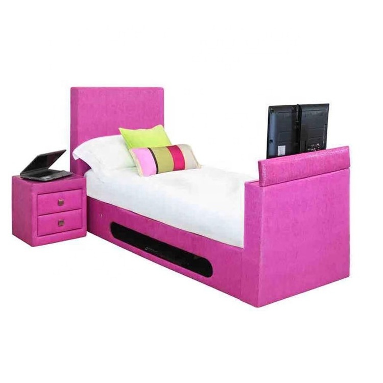 under bed tv lift new design fabric leather bed with tv good quality bedroom furniture tv bed