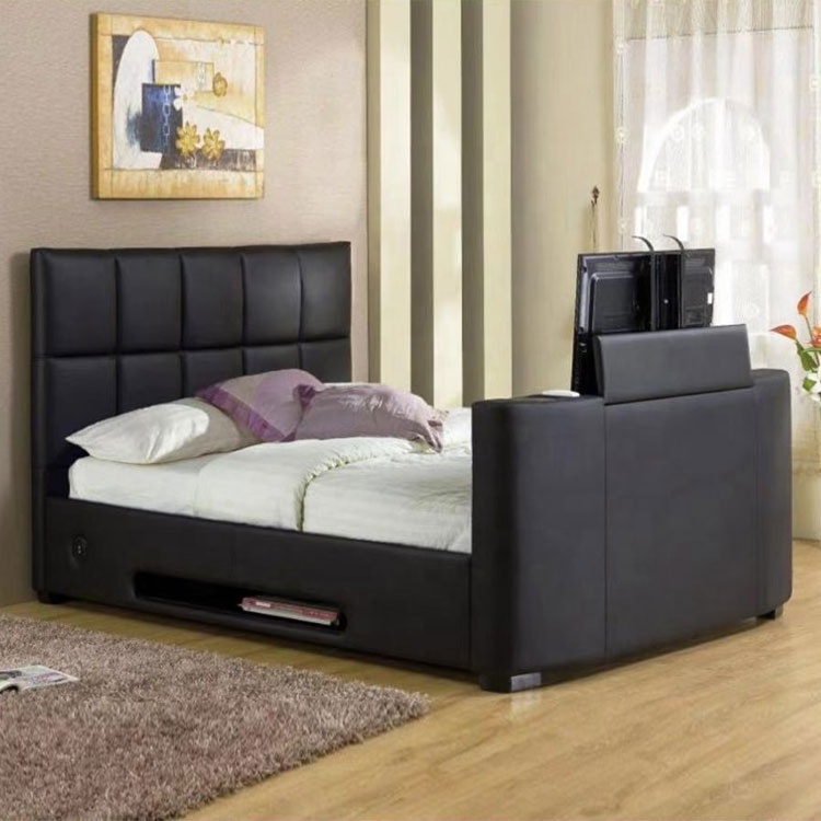 under bed tv lift new design fabric leather bed with tv good quality bedroom furniture tv bed