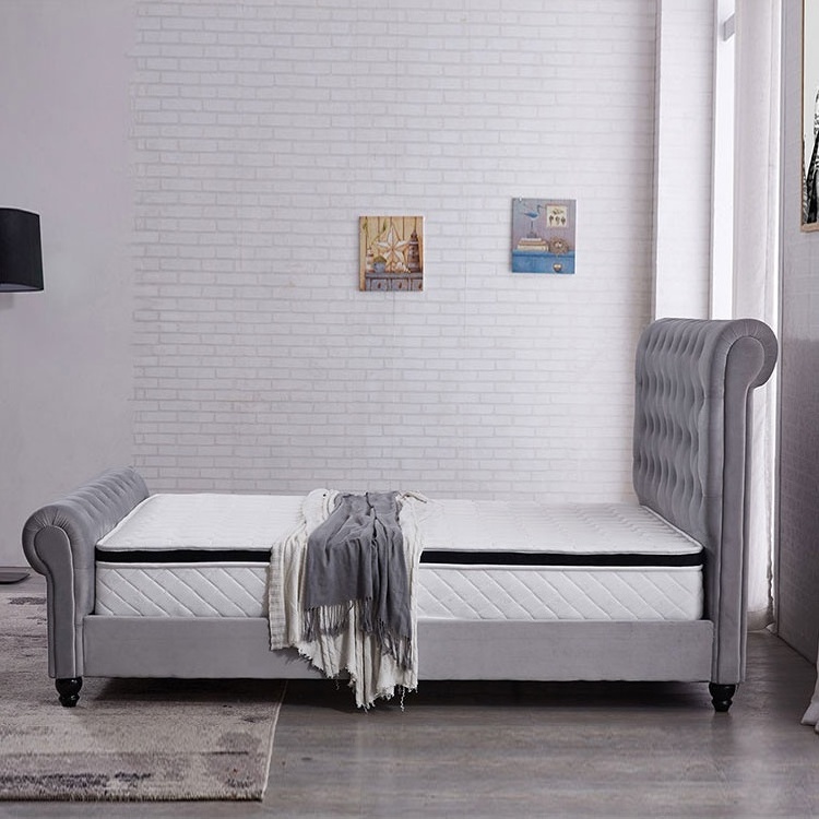 New grey double king size storage tufted sleigh bed