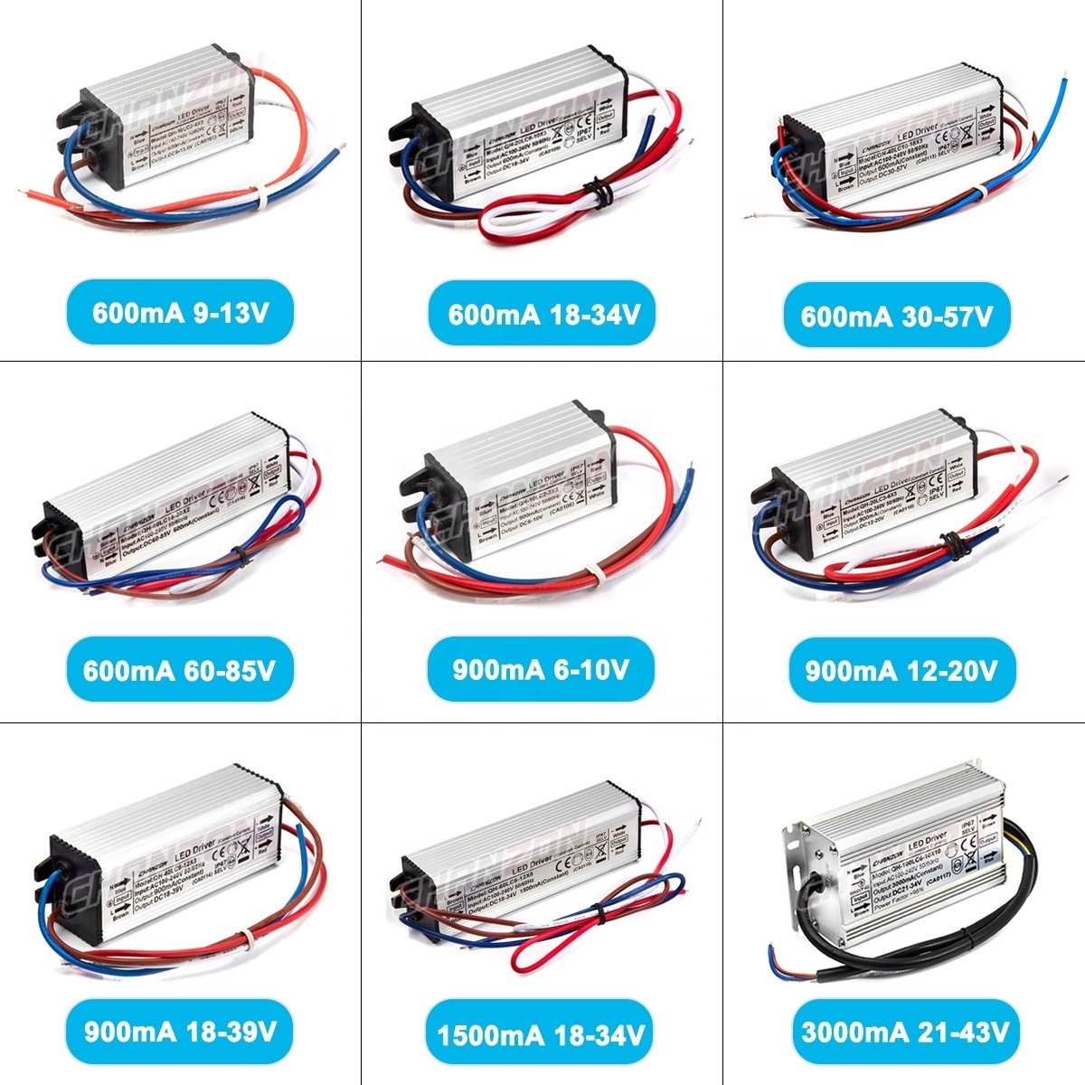 Constant Current LED Driver Waterproof IP67 1W 3W 5W 10W 20W 30W 36W 50W 100W AC 100V-240V Input 110V 220V Lighting Transformer