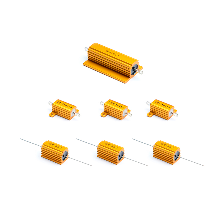 RX24 10W 25W 50W 100W  Gold Aluminum Housed Wirewound Fixed Resistor 0.01-68K Ohm Metal Shell Wire Wound Though Hole Resistance