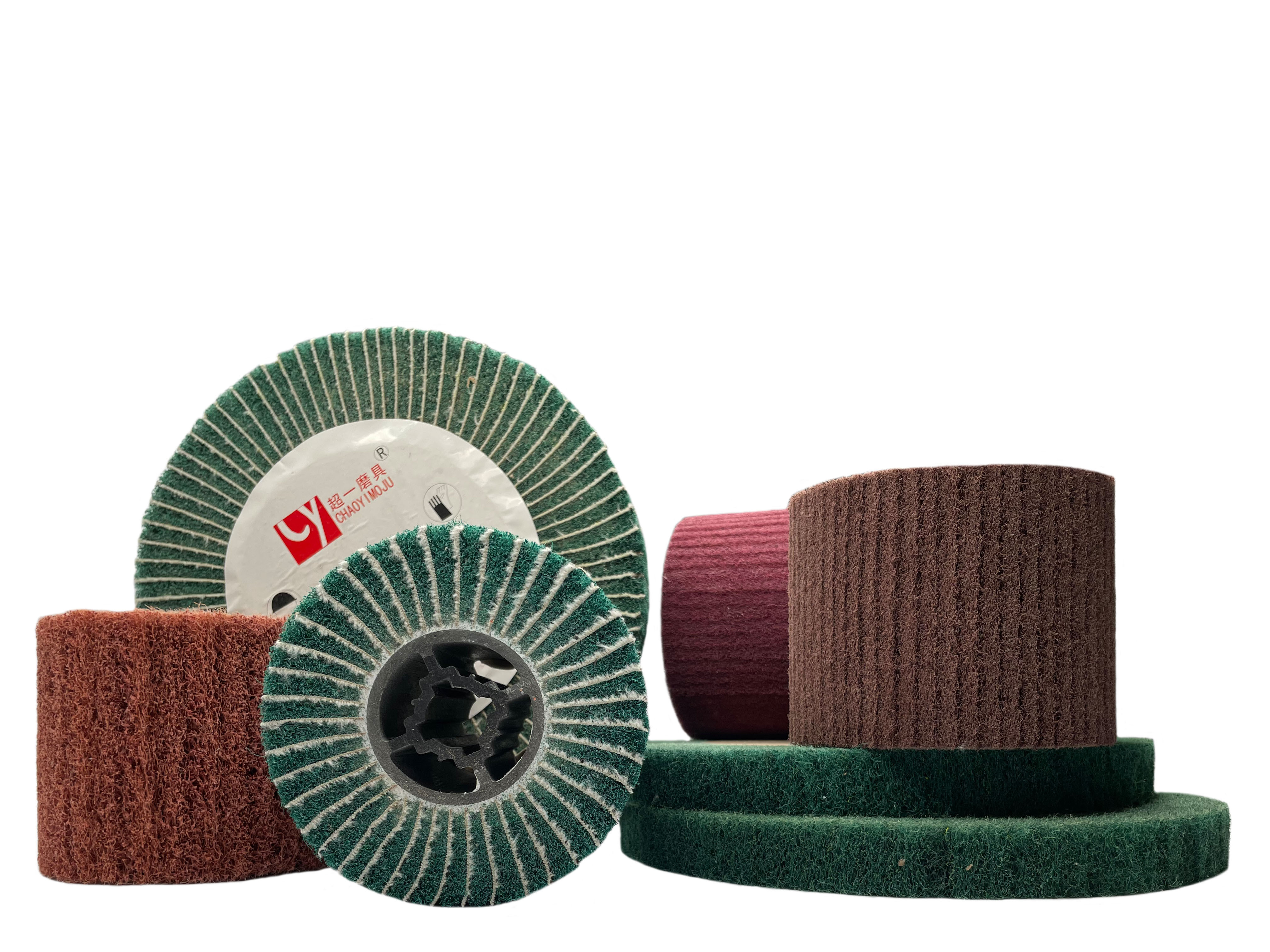 120*100*19 Non-Woven Abrasive Flap Wire Drawing Polishing Burnishing Wheel, for stainless steel, 50 pcs/carton