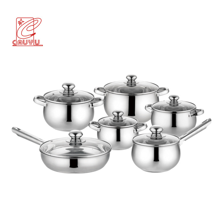 Manufacturer 12pcs stainless steel cookware set cooking pot kinox cookware set