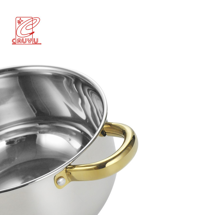 Big capacity stainless steel luxury golden induction cookware cooking soup pot