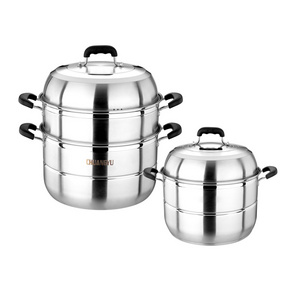 Steamer pot New style hot sale kitchenware stainless steel 2/3 layers restaurants cooking food pot steamer hot soup pot