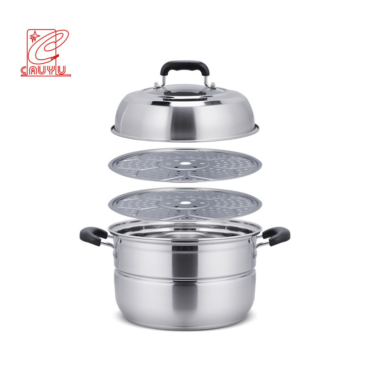 Steamer pot New style hot sale kitchenware stainless steel 2/3 layers restaurants cooking food pot steamer hot soup pot