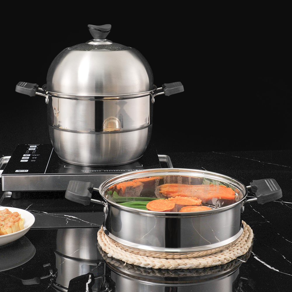 Stainless Steel Food Grade 3 Layer Food Steam Pot Steamer for Wholesale Mirror Customize Box