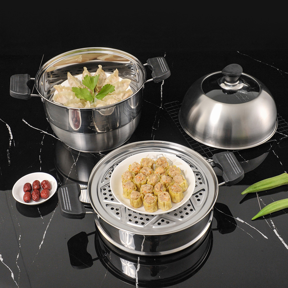 Stainless Steel Food Grade 3 Layer Food Steam Pot Steamer for Wholesale Mirror Customize Box