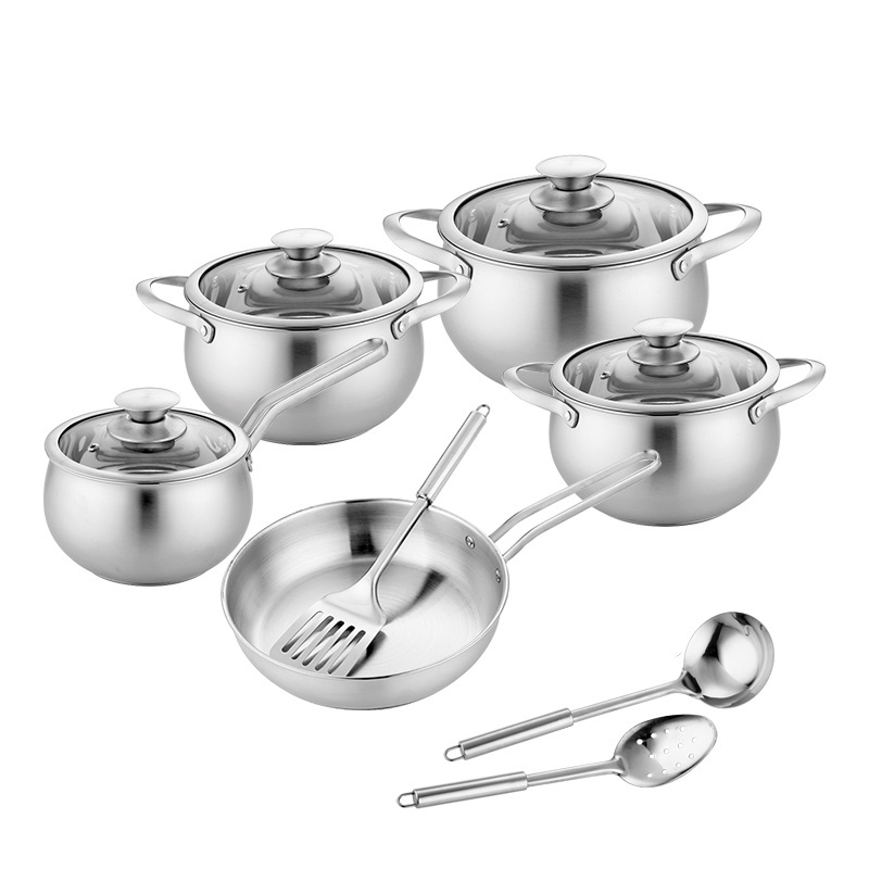 12 pieces conjunto de panelas stainless steel cookingware set cooking pot kinox cookware set with utensils