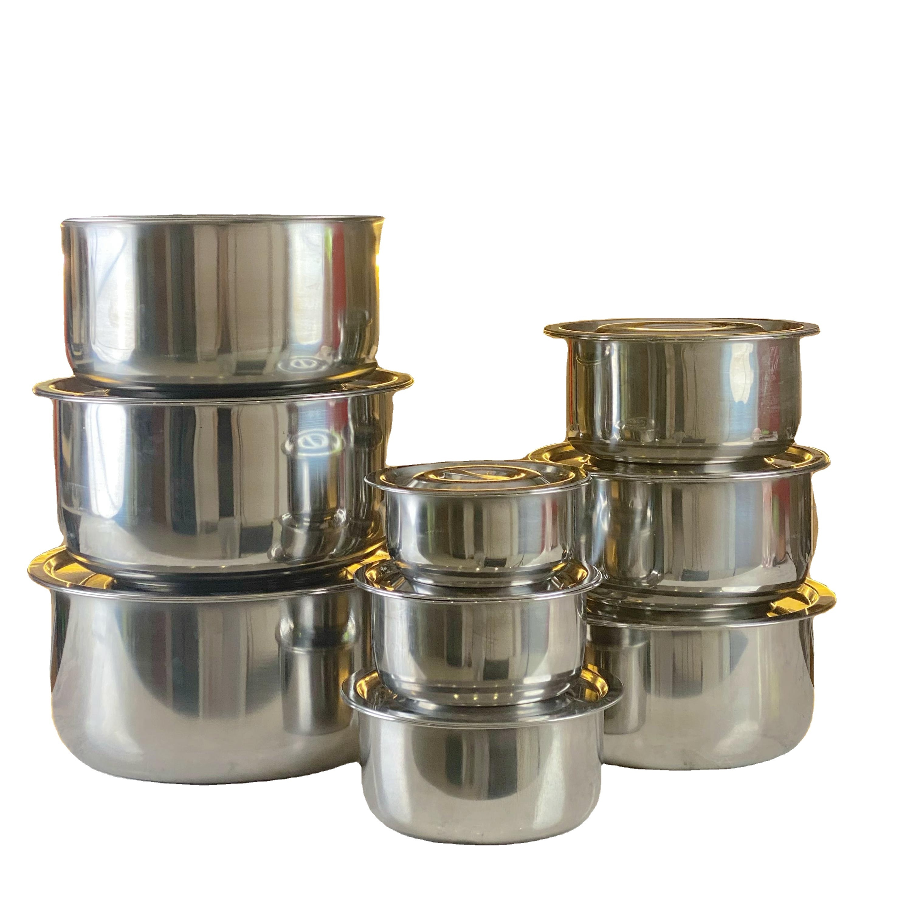 Multi-purpose 410 Stainless Steel Cooking Thailand Pots set Service Cookware Sets Soup Stock pot Set